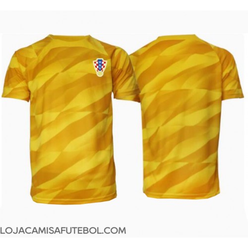 Camisa de Futebol Croácia Goleiro Equipamento Principal Europeu 2024 Manga Curta